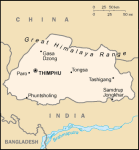 Bhutan - mapa kraju